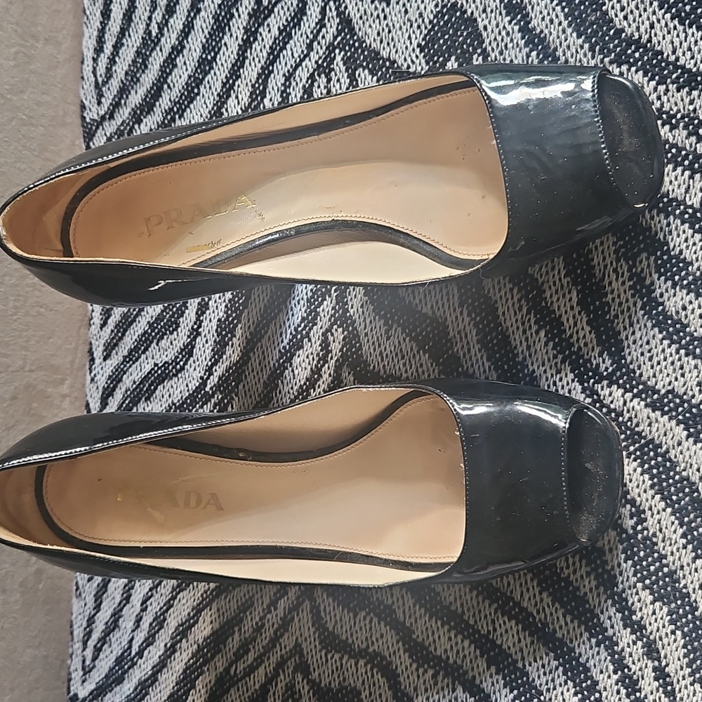 PRADA Women's Black Peep Toe Shoes - Picture 5 of 12